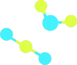 Modelos moleculares do dióxido de carbono e da água