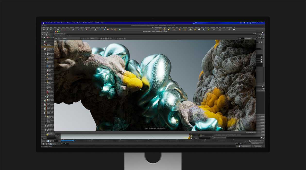 Kadar iz animacijske datoteke na zaslonu Studio Display XDR