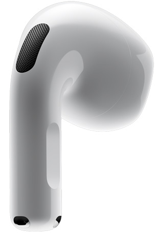 AirPods 4 kõrvaklapid, mis näitavad kõrvaklapi tagantvaadet ja selle surveanduriga klapivart.