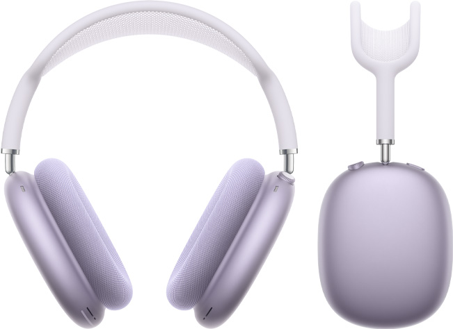 Audífonos AirPods Max 2, partes frontal y lateral, color morado