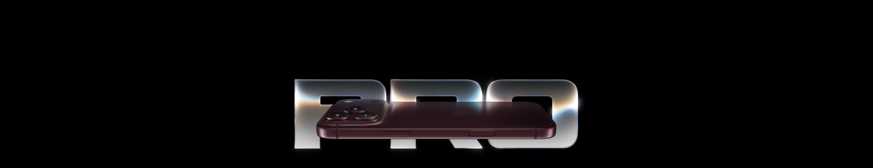 iPhone 18 Pro, color borgoña (rojo oscuro), parte trasera, sistema de cámaras Pro Fusion en la parte superior, logo de Apple en el centro, parte lateral, botón lateral, Control de la Cámara, la palabra Pro escrita en letras grandes color plata con un efecto de neón brillante en tonos azules y rosados