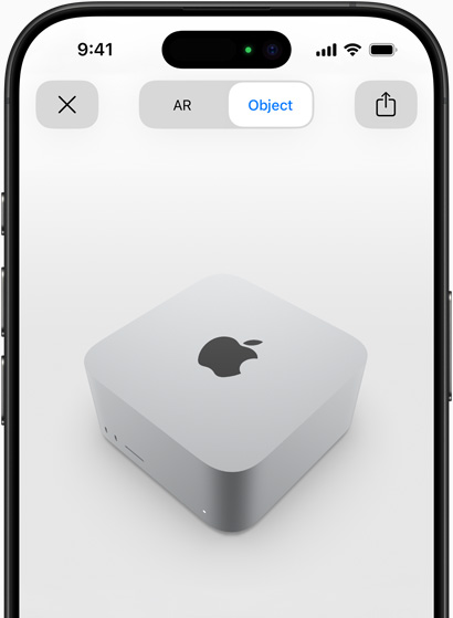 Eelvaade Mac Studiost, mida vaadatakse iPhone'i liitreaalsuses